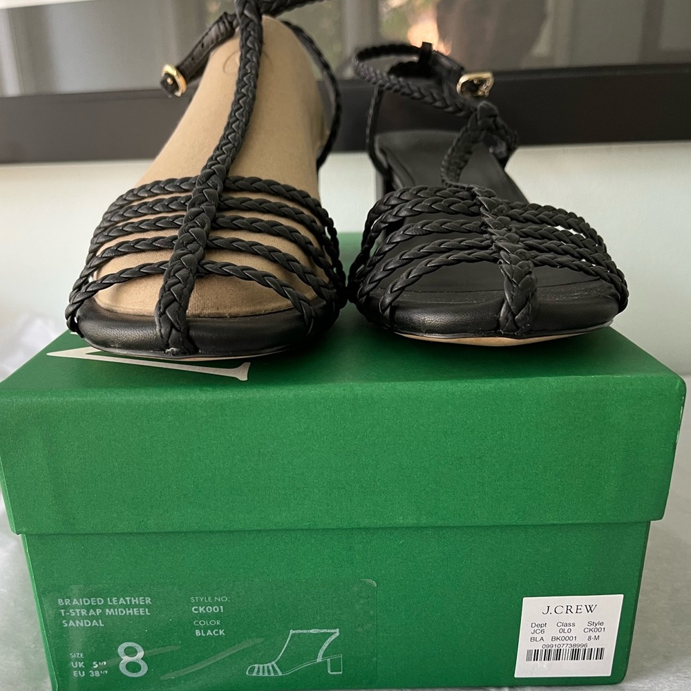 J. Crew Shay braided-strap block-heel sandals in leather. Top rated 5 ⭐️ - Picture 13 of 14